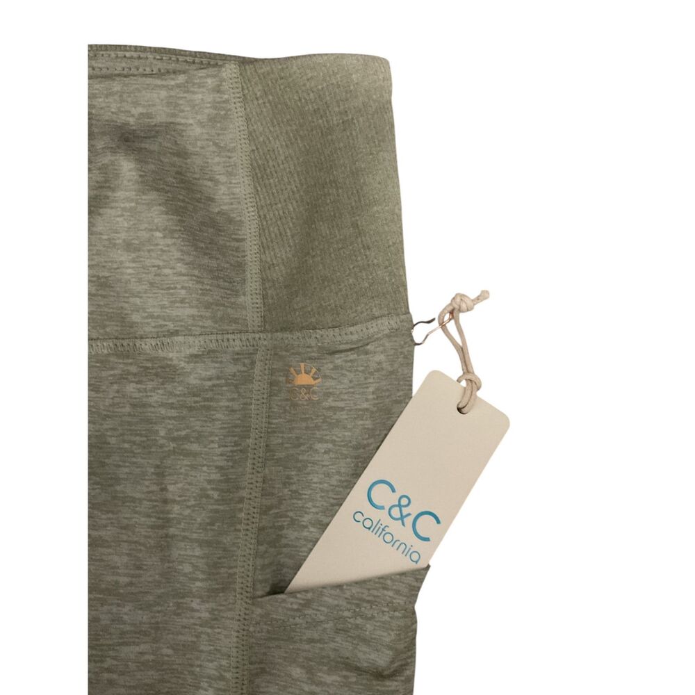 C&C California Heathered Green High-Rise Leggings with Side Pockets Size L - Picture 10 of 11